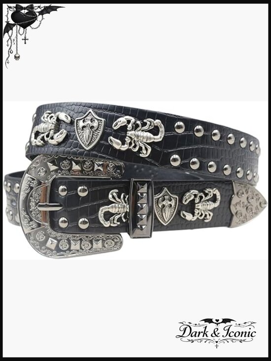 Western Cowboy Studded Belt with Punk Style Faux Leather main image 4